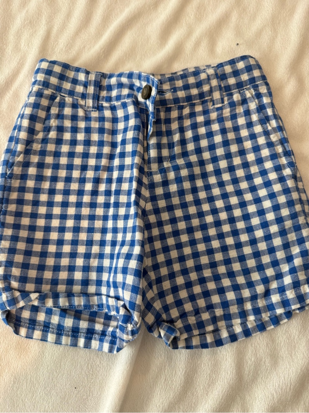 Boys Janie and Jack Blue and White Gingham shorts